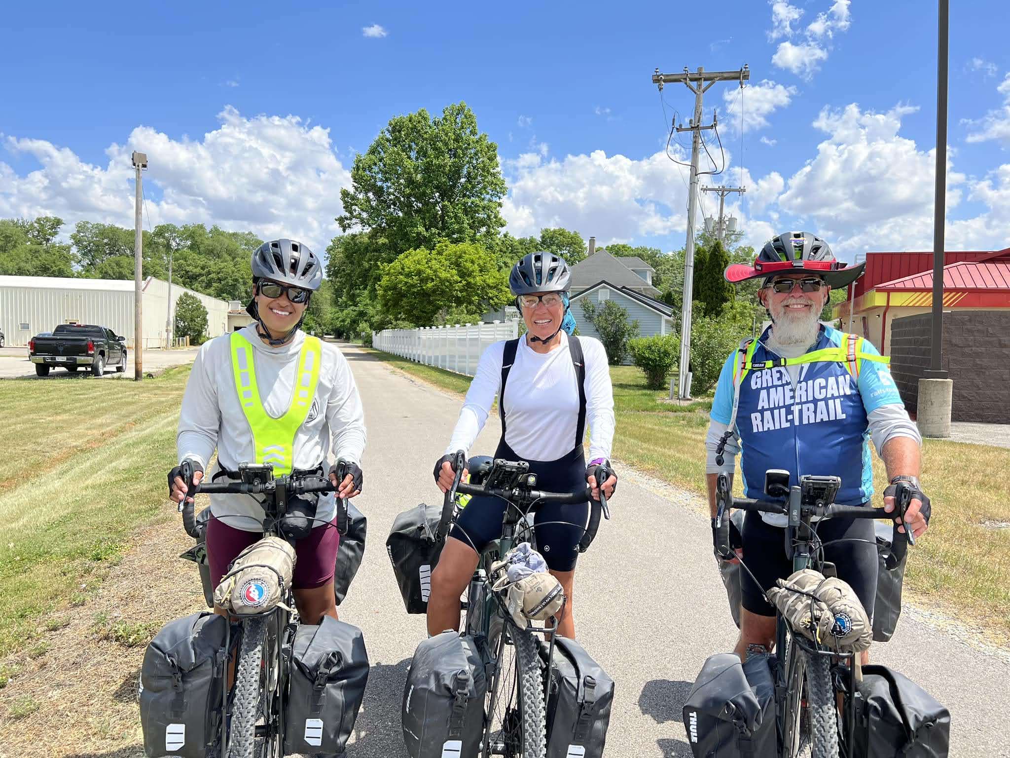 Three cyclists on the Nickel Plate Trail