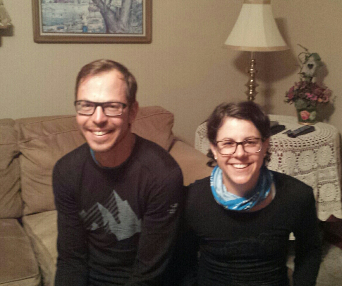 Martin and Beatrice relaxed and smiling at the Finster home